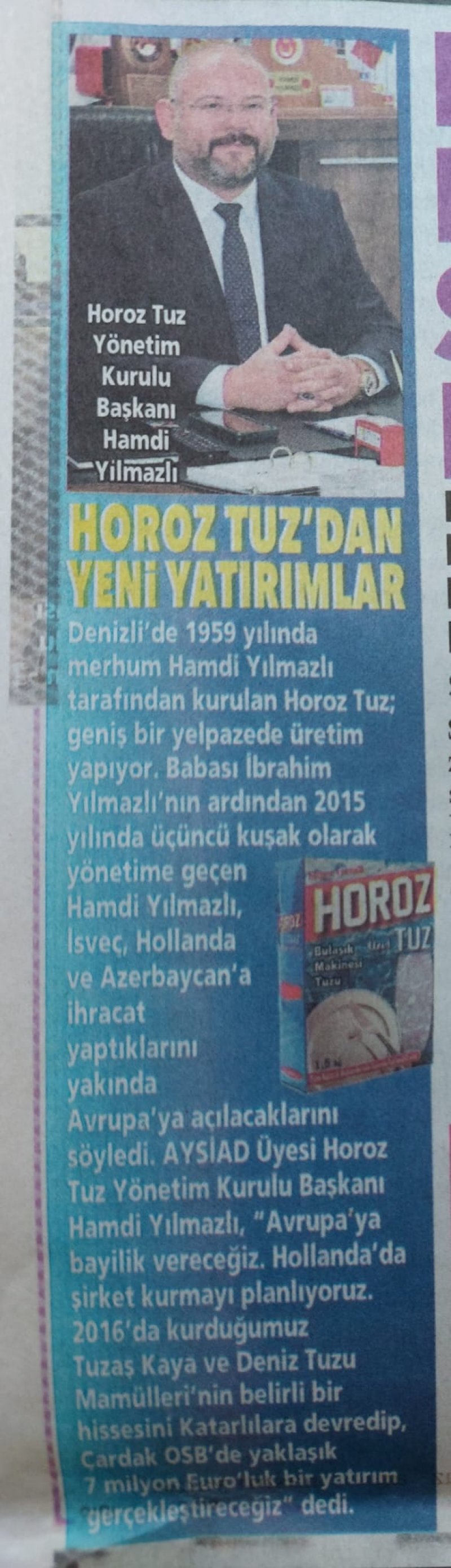 Horoz Tuzdan Yeni Yatırımlar !